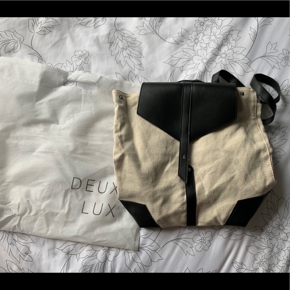 Deux Lux cream and black backpack
